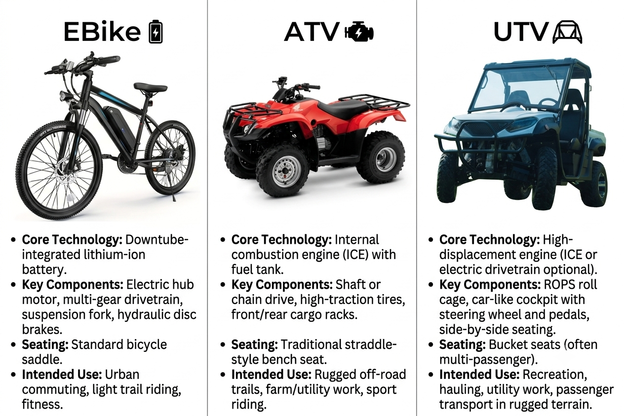 eBike vs ATV vs UTV